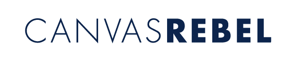 Canvas Rebel logo: 'CANVAS' in light type and 'REBEL' in bold dark blue.